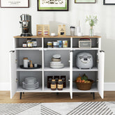 Sideboard Buffet Cabinet Kitchen Storage Cabinet with 5-Position Adjustable Shelves-White