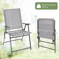 Set of 4 Patio Folding Chair Set with Rustproof Metal Frame-Gray