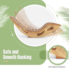 Slatted Acacia 2-Seat Patio Dual Rocker Sunbed Wood Lounger with Ergonomic Curved Seat