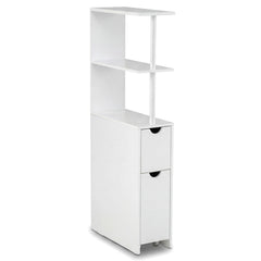 Slim Storage Freestanding Bathroom Cabinet with Open Shelves-White