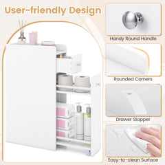 Small Bathroom Storage Cabinet 4-Tier with Slide Out Drawers on Casters