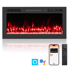 Smart WiFi Electric Fireplace Wall Mounted & Recessed 750W/1500W Heater