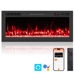 Smart WiFi Electric Fireplace Wall Mounted & Recessed 750W/1500W Heater