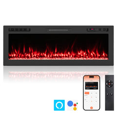 Smart WiFi Electric Fireplace Wall Mounted & Recessed 750W/1500W Heater