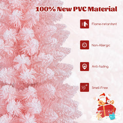 Snow Flocked 7 FT Artificial Pink Xmas Tree with 635 Branch Tips