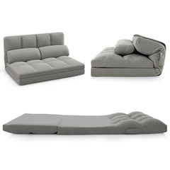 Floor Sofa Bed with 6 Positions Adjustable Backrest Skin-friendly Velvet Cover