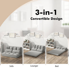 Floor Sofa Bed with 6 Positions Adjustable Backrest Skin-friendly Velvet Cover