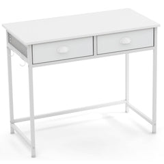 Space Saving Home Office Desk with 2 Fabric Drawers and 4 Hanging Hooks