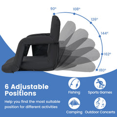 Stadium Seat for Bleachers with Back Support 6 Adjustable Positions-Black