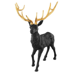 Standing Reindeer Statue Aluminum Deer Sculpture for Indoors Christmas Decor