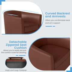 Modern Club Swivel Accent Chair with Ottoman Footrest Curved Backrest-Brown