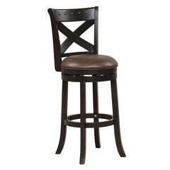 31 Inch Swivel Bar Stool with Curved Backrest PU Leather Seat and Footrest