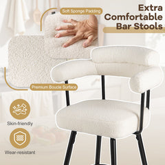 Swivel Bar Stool Set of 2 Counter Height Chairs with Curved Back and Arms