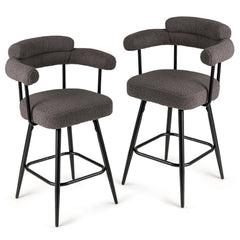 Swivel Bar Stool Set of 2 Counter Height Chairs with Curved Back and Arms