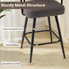 Swivel Bar Stool Set of 2 Counter Height Chairs with Curved Back and Arms