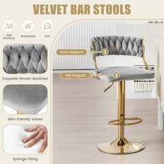 Swivel Barstool with Woven Back Set of 2 for Kitchen Island Cafe