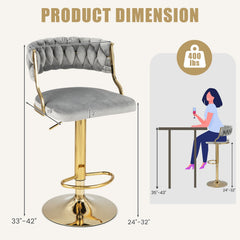 Swivel Barstool with Woven Back Set of 2 for Kitchen Island Cafe