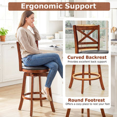 Swivel Barstools Set of 2 with Backrest and Footrest