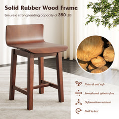 Swivel Dining Chair Set of 2 with Low Back and Curved Seat-Walnut