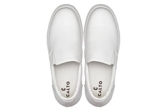 CALTO - T1022 - 2.6 Inches Taller (White) - Lightweight Nappa Leather Loafer