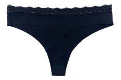 Laser Cut Rib Thong with Lace Waist, XS-2X