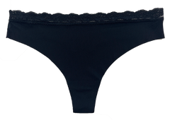 Laser Cut Rib Thong with Lace Waist, XS-2X