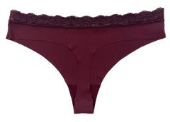 Laser Cut Rib Thong with Lace Waist, XS-2X