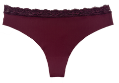 Laser Cut Rib Thong with Lace Waist, XS-2X