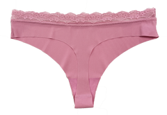 Laser Cut Rib Thong with Lace Waist, XS-2X