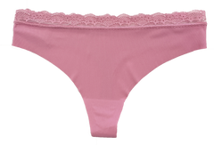 Laser Cut Rib Thong with Lace Waist, XS-2X