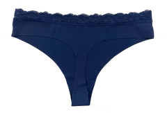 Laser Cut Rib Thong with Lace Waist, XS-2X