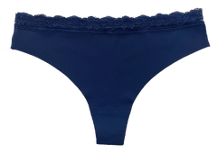 Laser Cut Rib Thong with Lace Waist, XS-2X