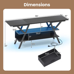 TV Stand for 65 Inch TVs with Power Outlets and LED Lights
