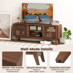 TV Stand for TVs up to 65" with Sliding Doors and Adjustable Shelves for Living Room-Walnut