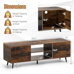 TV Stand with Power Outlets and Adjustable Shelf for 60 Inch TVs-Rustic Brown