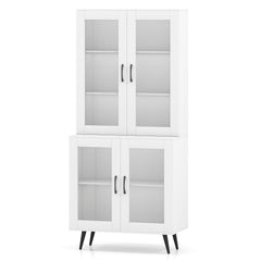 70.5 inch Tall Kitchen Pantry Cabinet Cupboard with 4 Transparent Doors