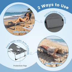 Tanning Chair with Face Arm Holes Portable Sunbathing Chair