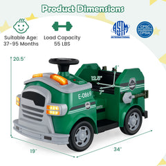 12V Toddler Fire Toy Car with Shovel and Wrench for Ages 37-95 Months