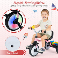 Toddler Tricycle with 3-Position Seat and Storage Basket for Kids