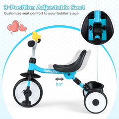 Toddler Tricycle with 3-Position Seat and Storage Basket for Kids
