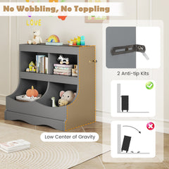 Toy Storage Organizer 4-Cubby Kids Bookcase for Toys and Books