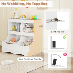 Toy Storage Organizer 4-Cubby Kids Bookcase for Toys and Books