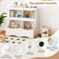 Toy Storage Organizer 4-Cubby Kids Bookcase for Toys and Books