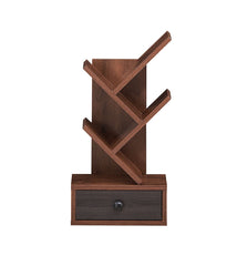 5-Tier Floor Standing Tree Bookcase with Drawer