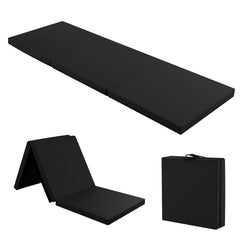 6 x 2 FT Tri-Fold Gym Mat with Handles and Removable Zippered Cover-Black