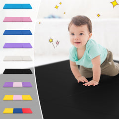 6 x 2 FT Tri-Fold Gym Mat with Handles and Removable Zippered Cover-Black