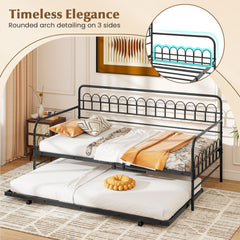 Twin Daybed with Curved Backrest and Armrests