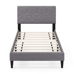 Twin/Full/Queen Size Bed Frame Modern Platform Bed with Linen Fabric Upholstered Headboard