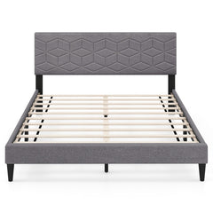 Twin/Full/Queen Size Bed Frame Modern Platform Bed with Linen Fabric Upholstered Headboard
