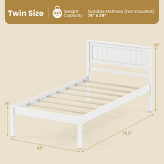 Twin/Full/Queen Size Sturdy Wooden Bed Frame with Headboard and Slat Support